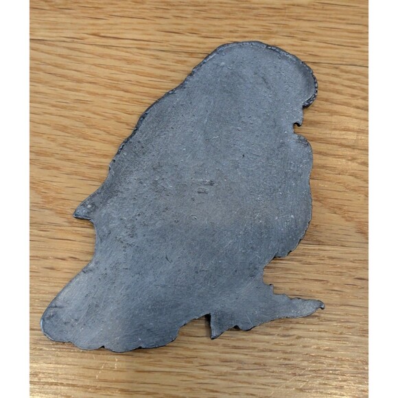 Vintage 70s Metzke Pewter Metal Medallion Floral Owl Bird Decor Signed 4'' - Picture 4 of 5